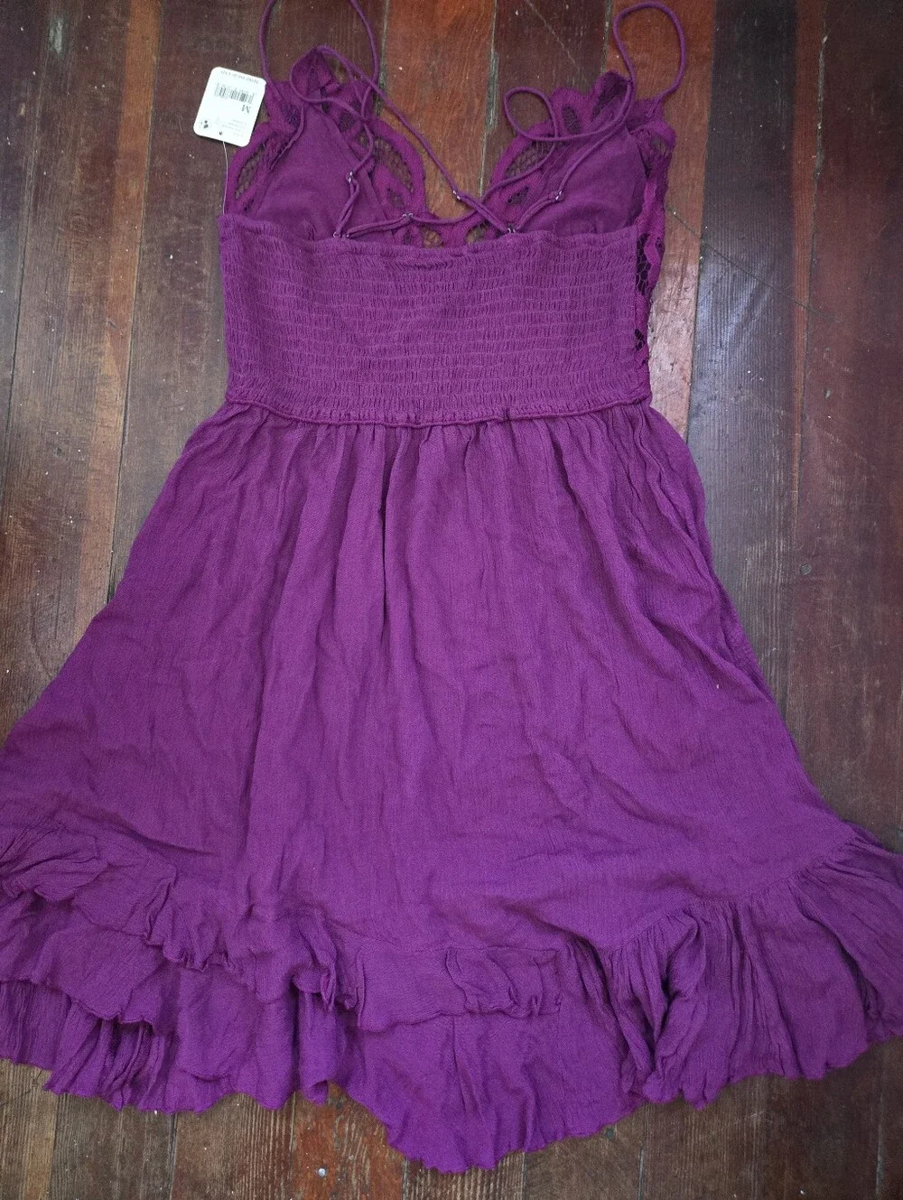 NWT Free People Adella Slip Dress in Wine Diamonds Boho Lace Mini Size M